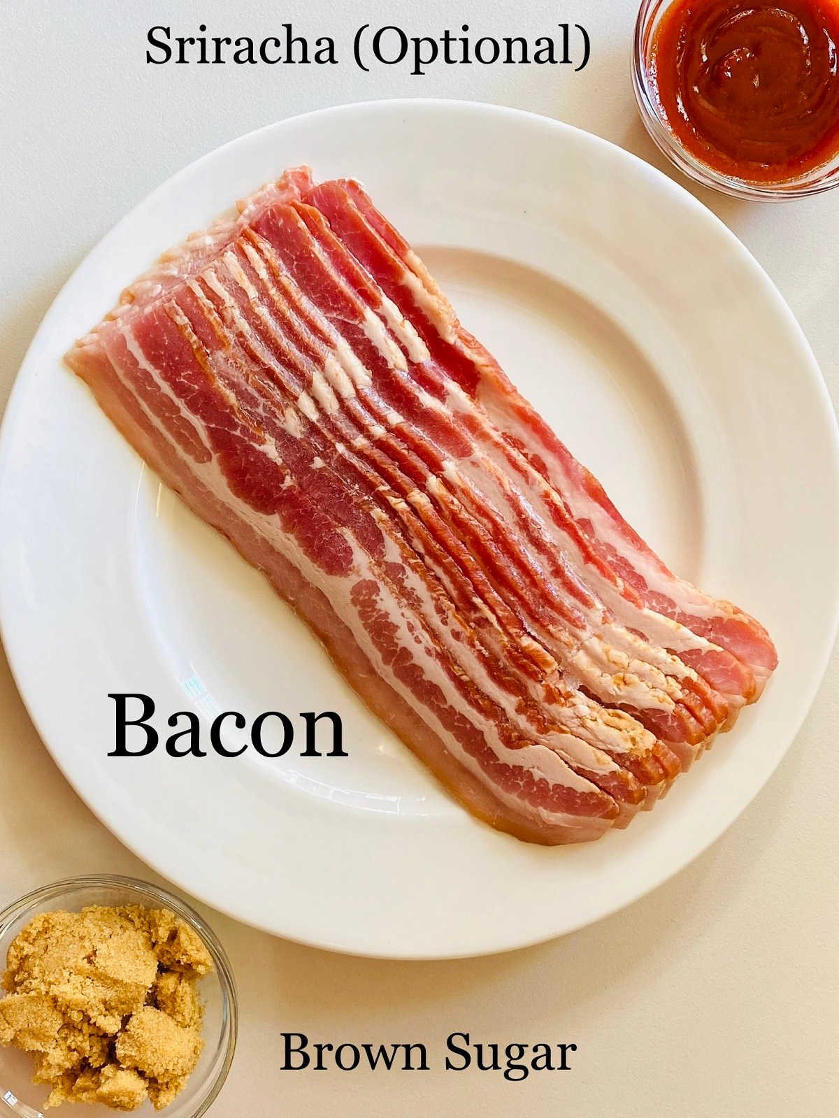 labeled photo of ingredients to make bacon jerky