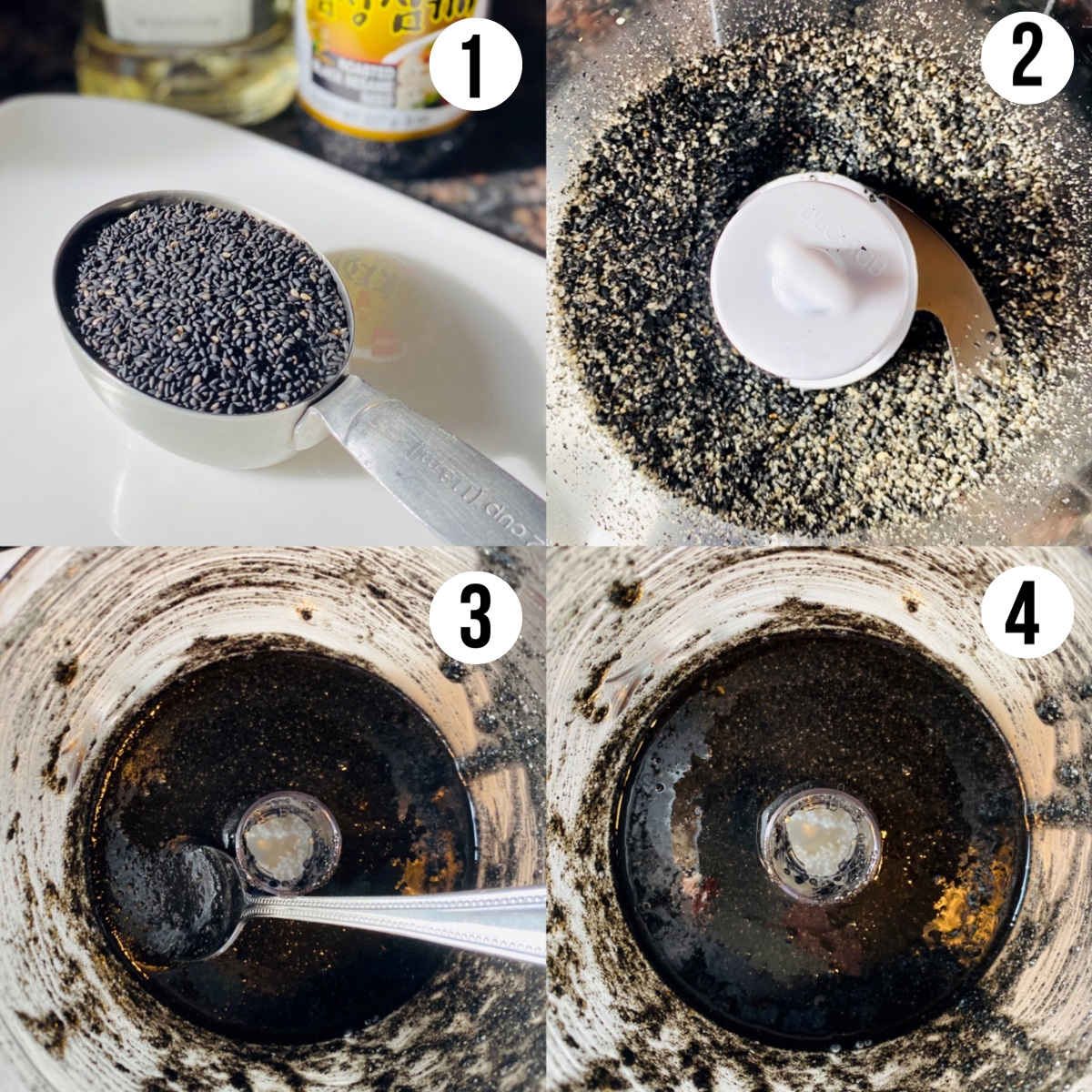 black sesame paste tahini process shots 1-4