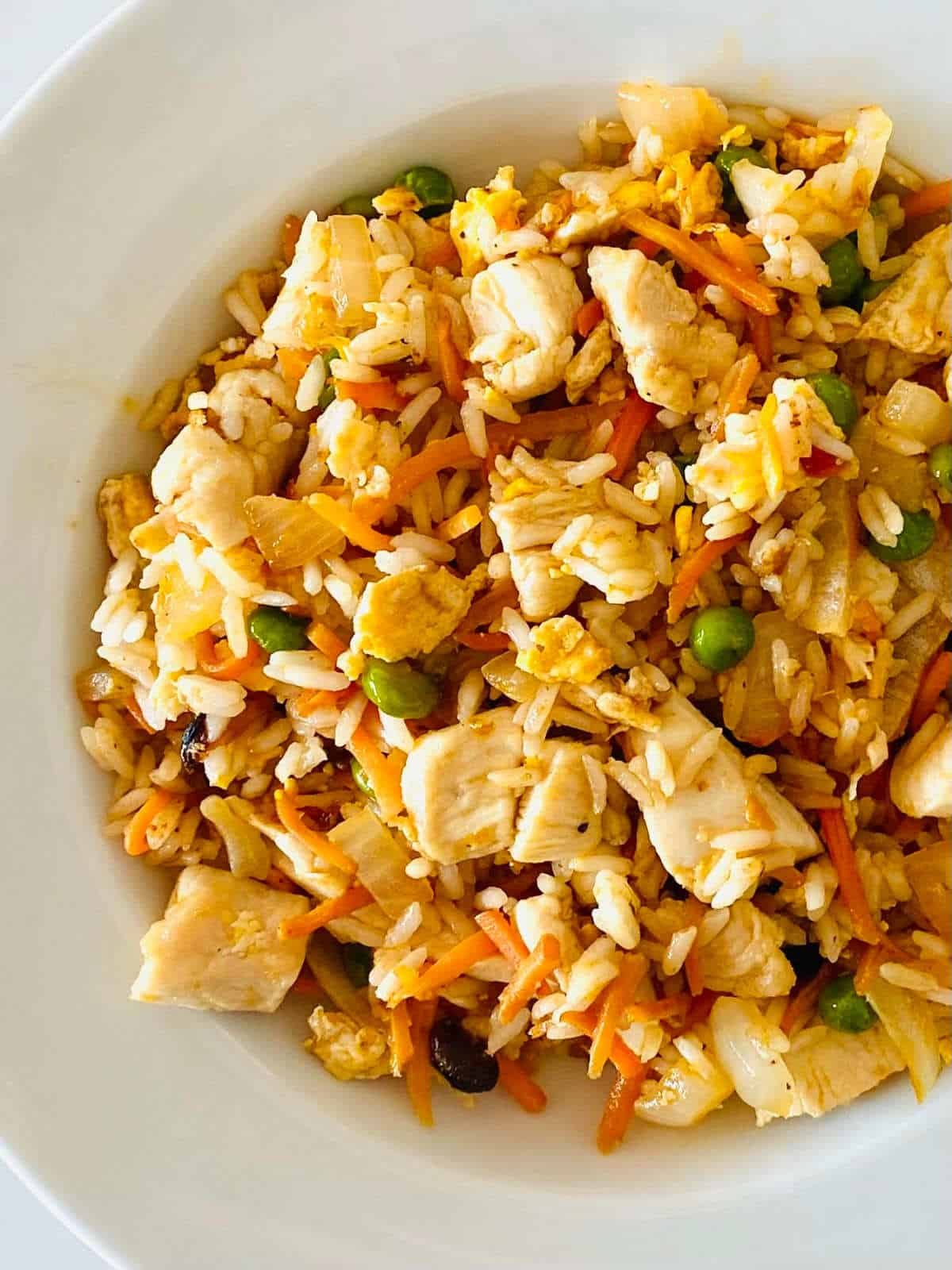 hibachi fried rice in bowl.