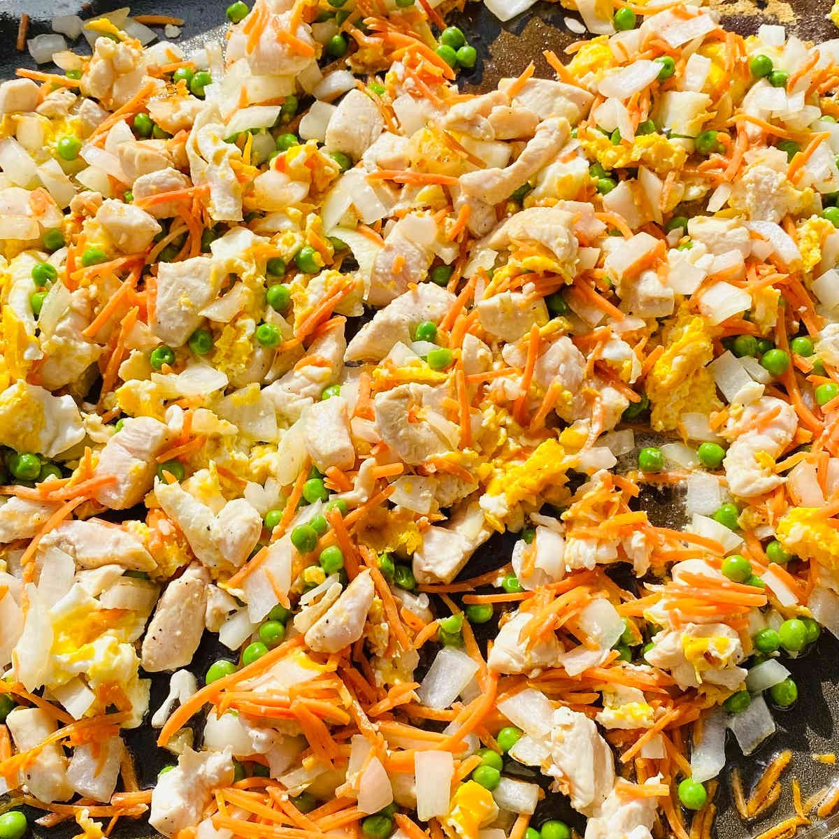 fried rice on blackstone griddle.