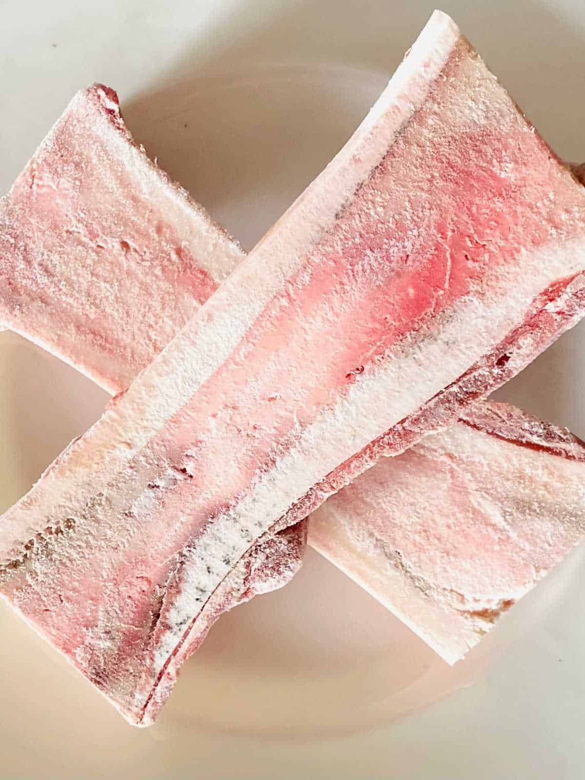 frozen beef bone marrow bones.