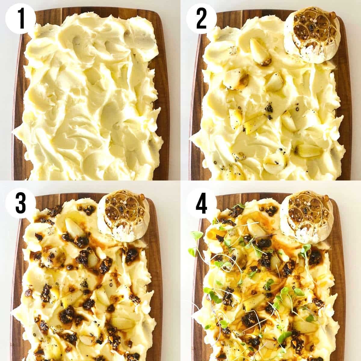 steps 1 through 4 on how to make a butter board.