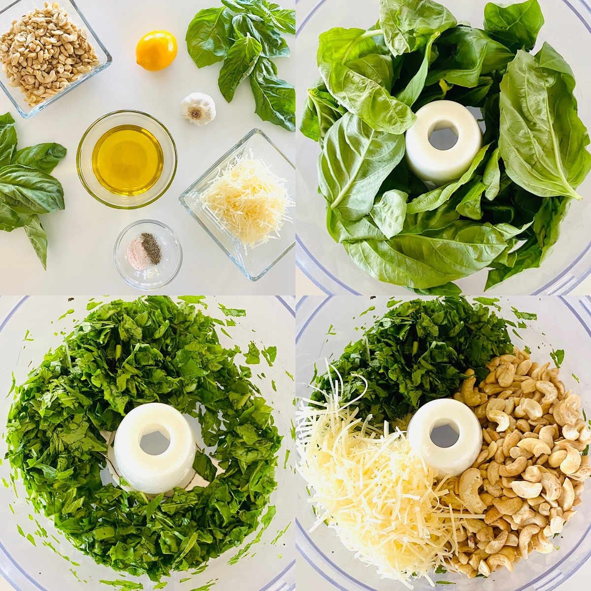 process shots 1-4 to make pesto with cashews
