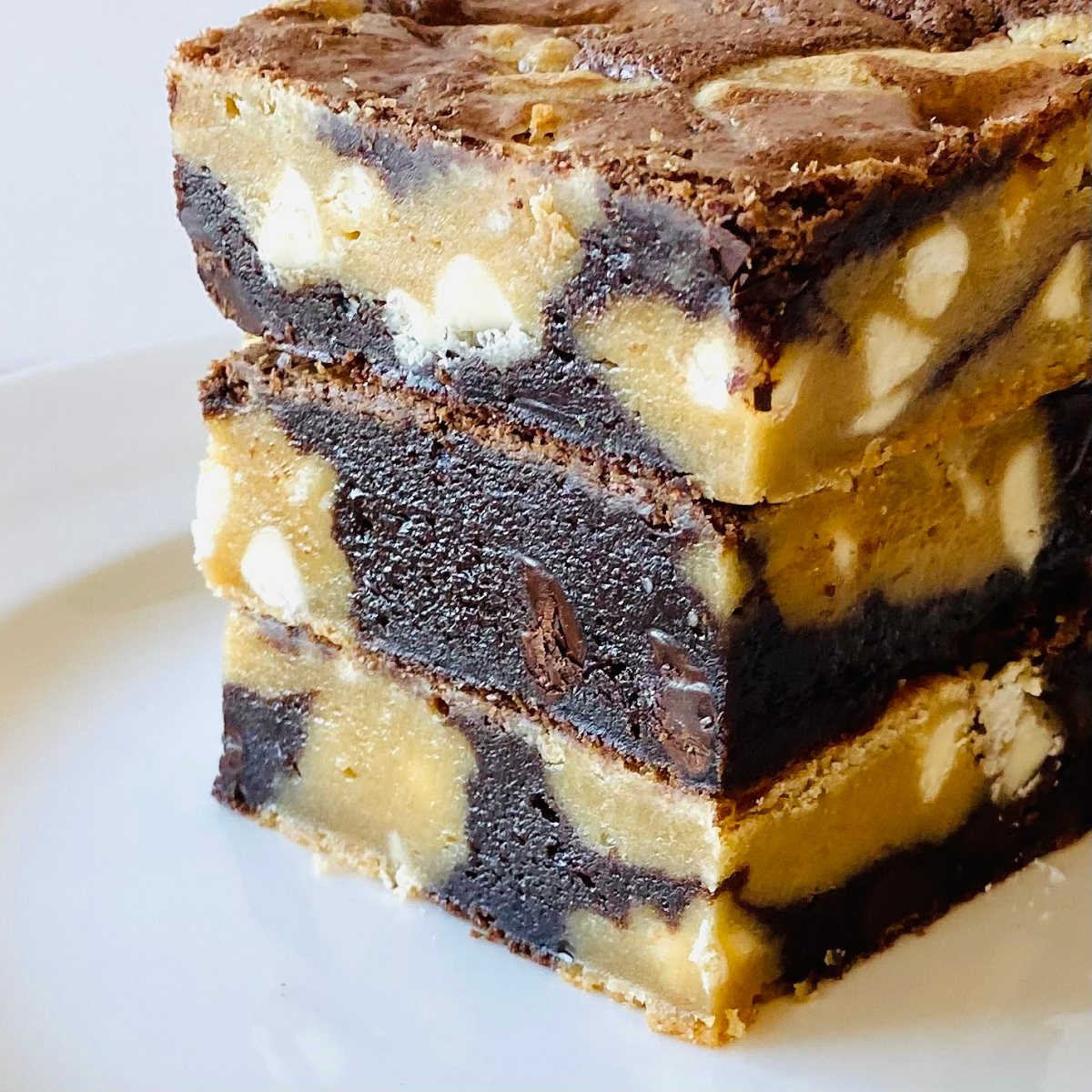 brownie blondies in a stack