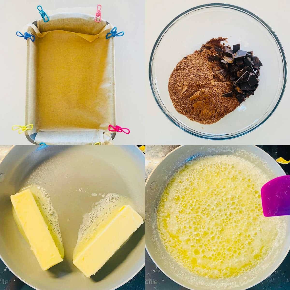 black forrest Cherry Chocolate Brownies process shots 1-4.