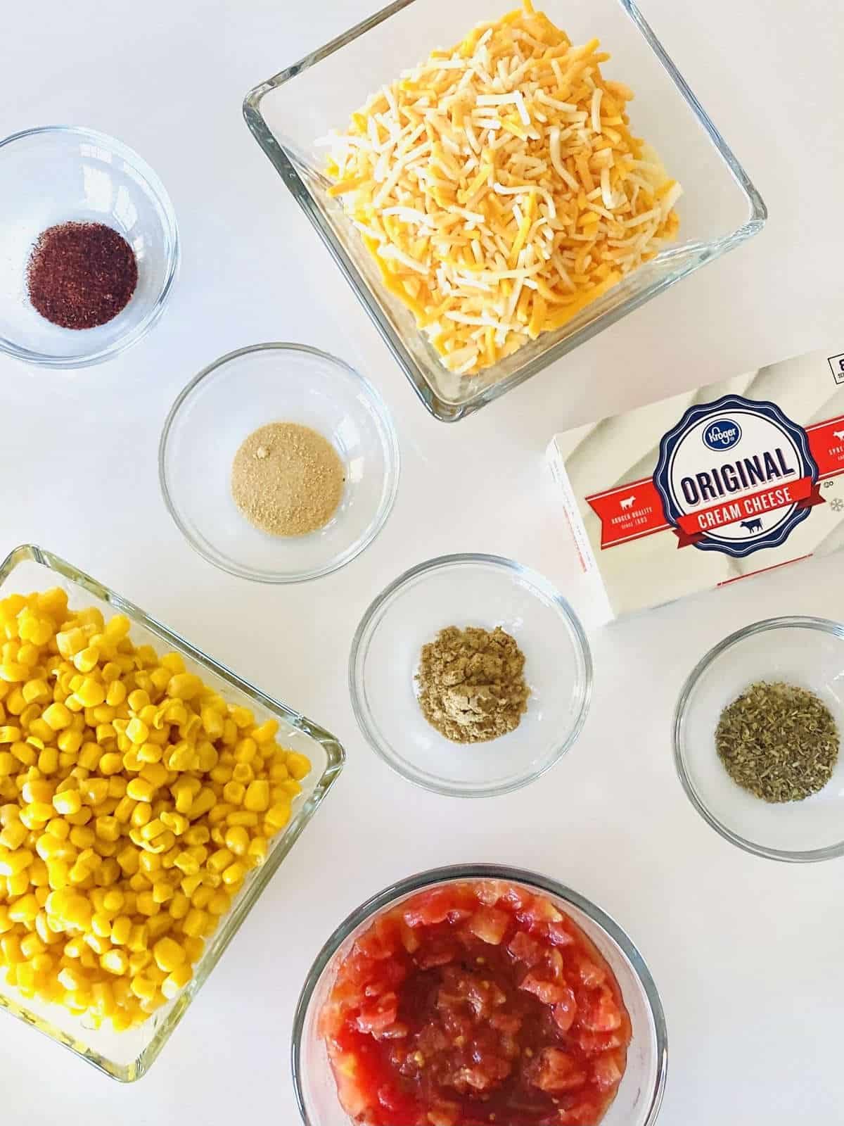 corn dip with cream cheese recipe ingredients.