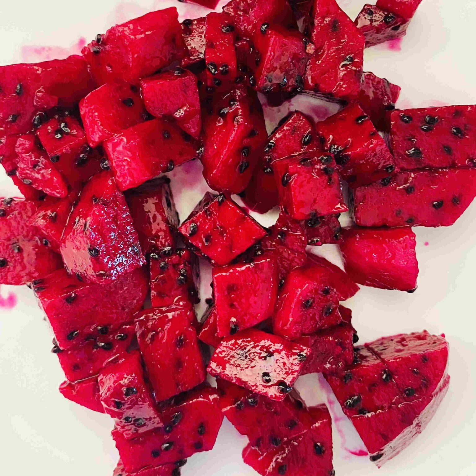 cut up dragon fruit pieces