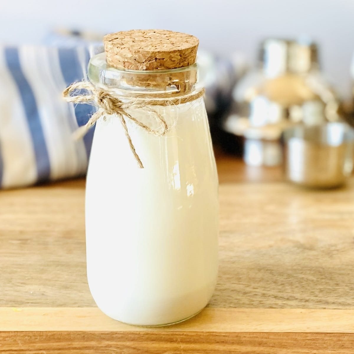 jar with cork containing substitute for sweetened condensed milk.