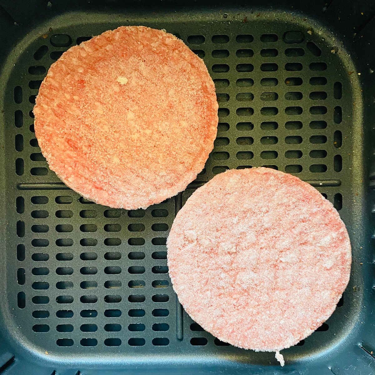 frozen burgers in air fryer basket