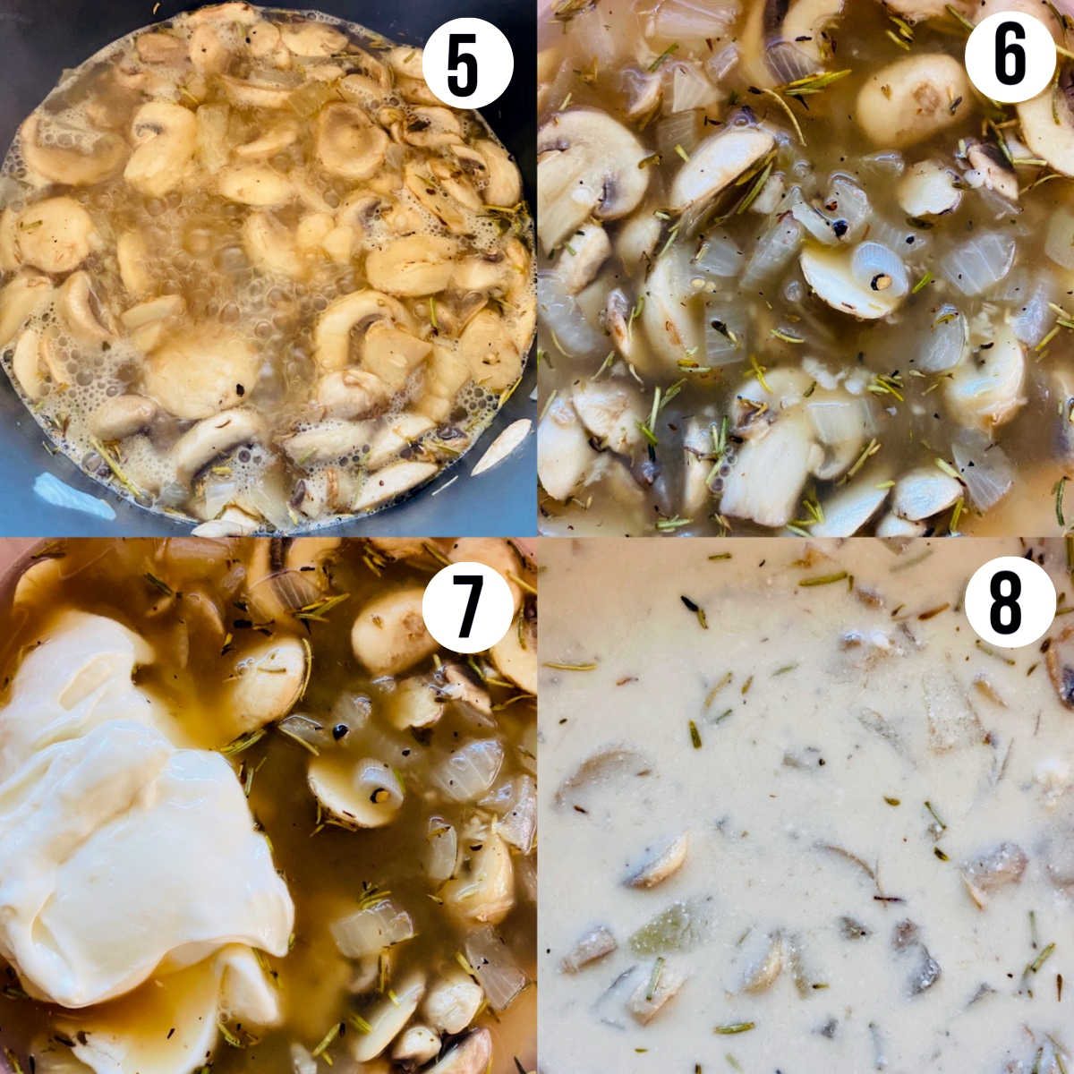 healthy mushroom soup process shots 5-8