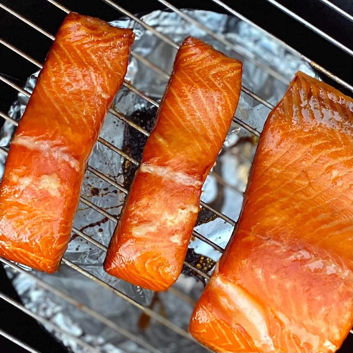 honey smoked salmon on the smoker