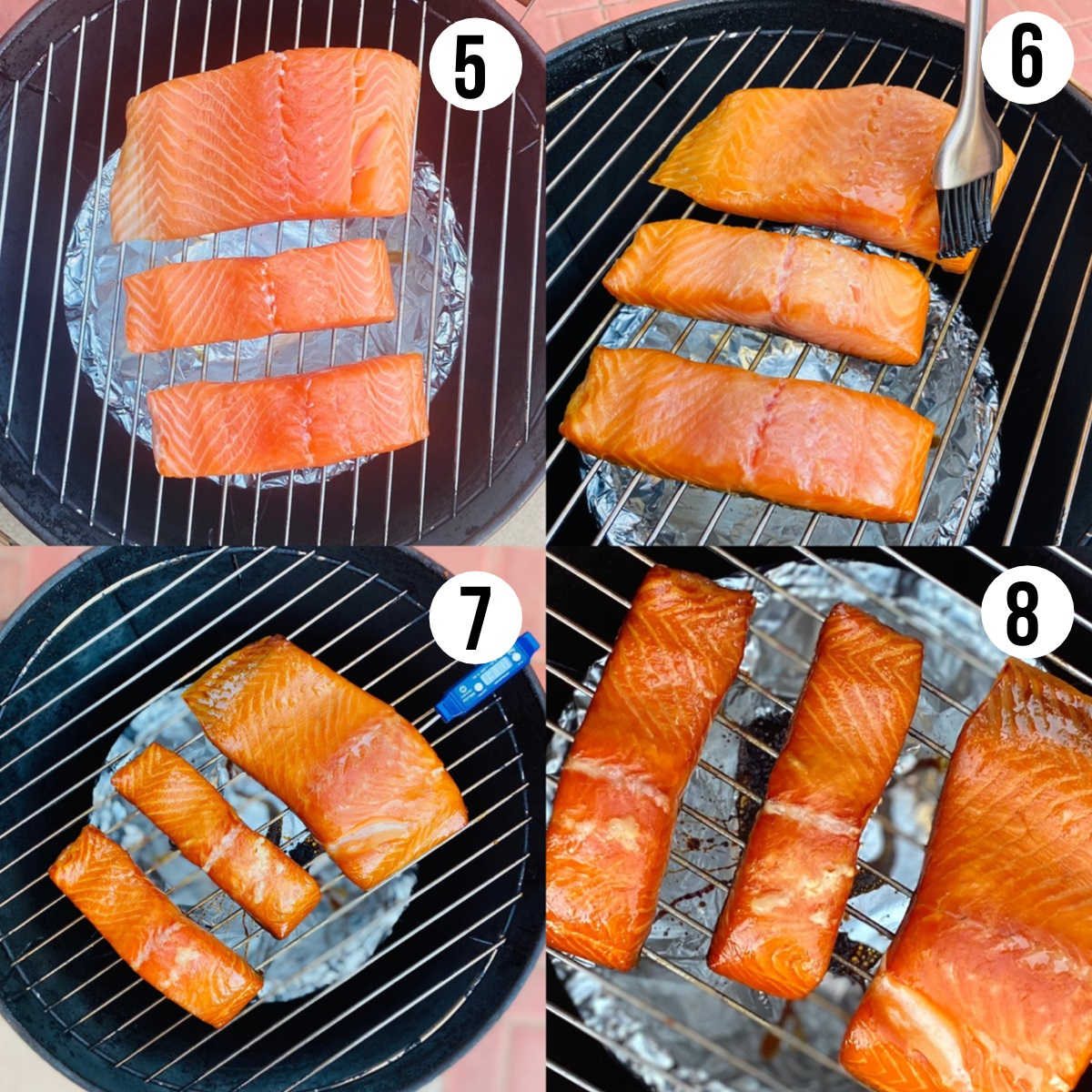 process shots 5-8 of honey smoked salmon recipe