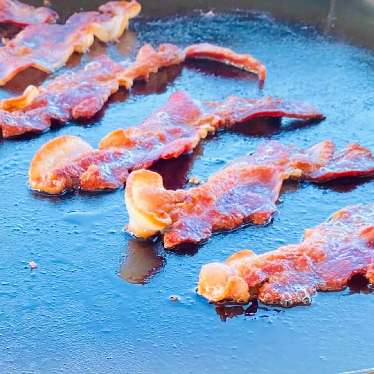 process shot on how to season a blackstone griddle for the first time.