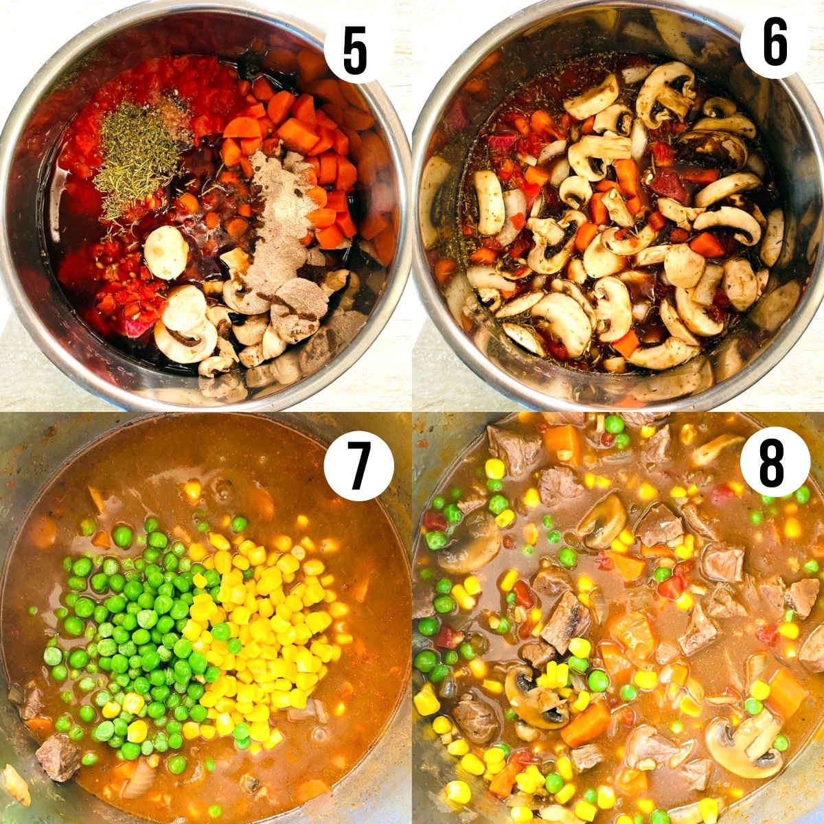 instant pot vegetable beef soup process shots 5 through 8