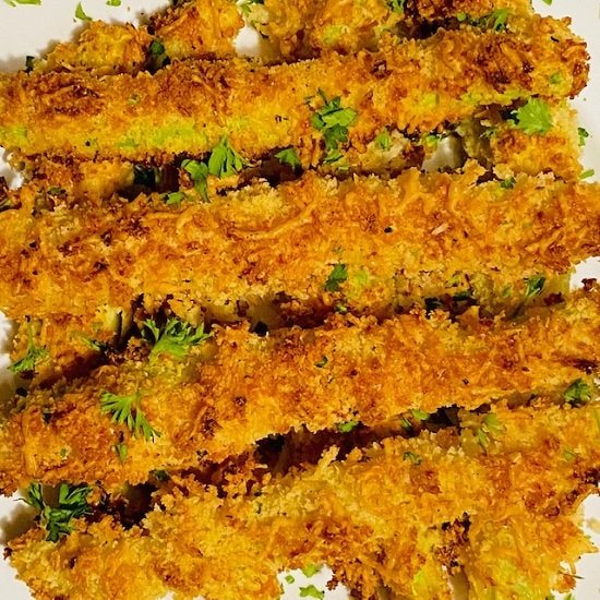 Panko Parmesan Crusted Baked Zucchini Fries