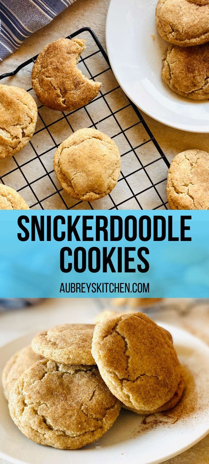 snickerdoodle recipe without cream of tartar on white plate with tray of snickerdoodle cookies in background
