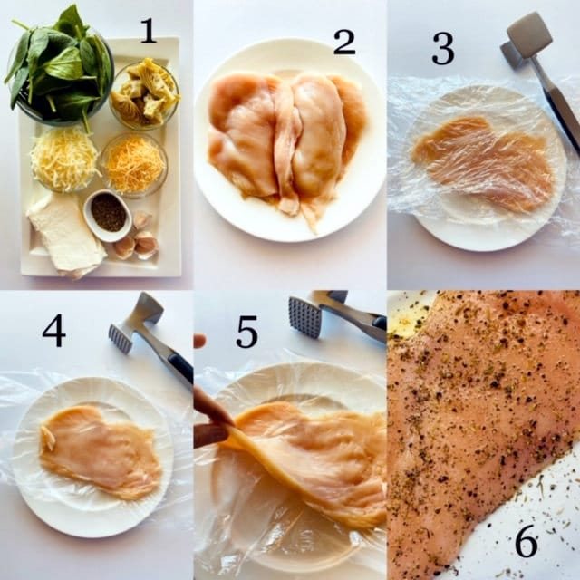 Spinach-Artichoke-Chicken-process shots