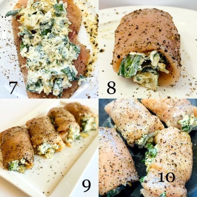 Spinach-Artichoke-Chicken-process shots
