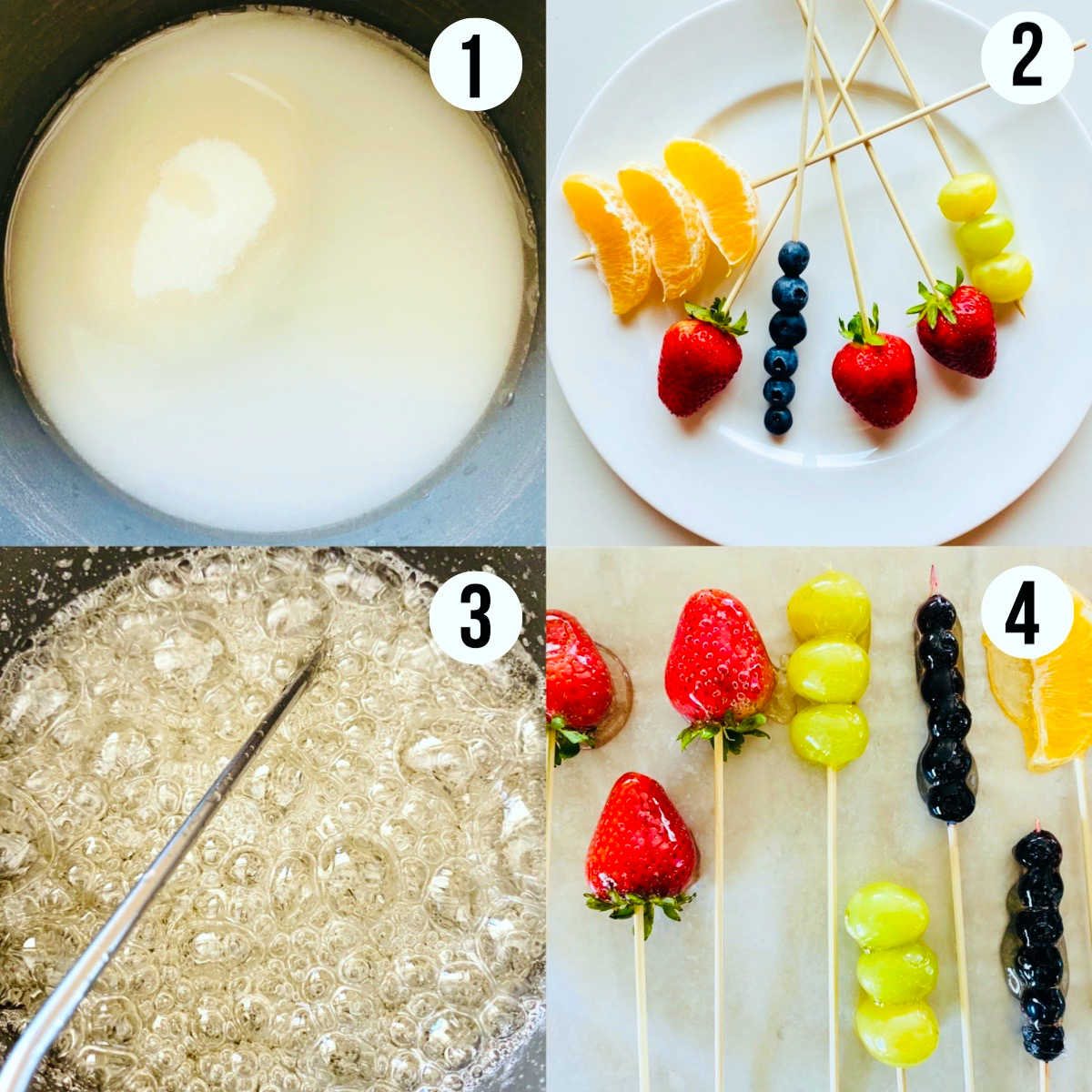 Tanghulu recipe process shots 1-4
