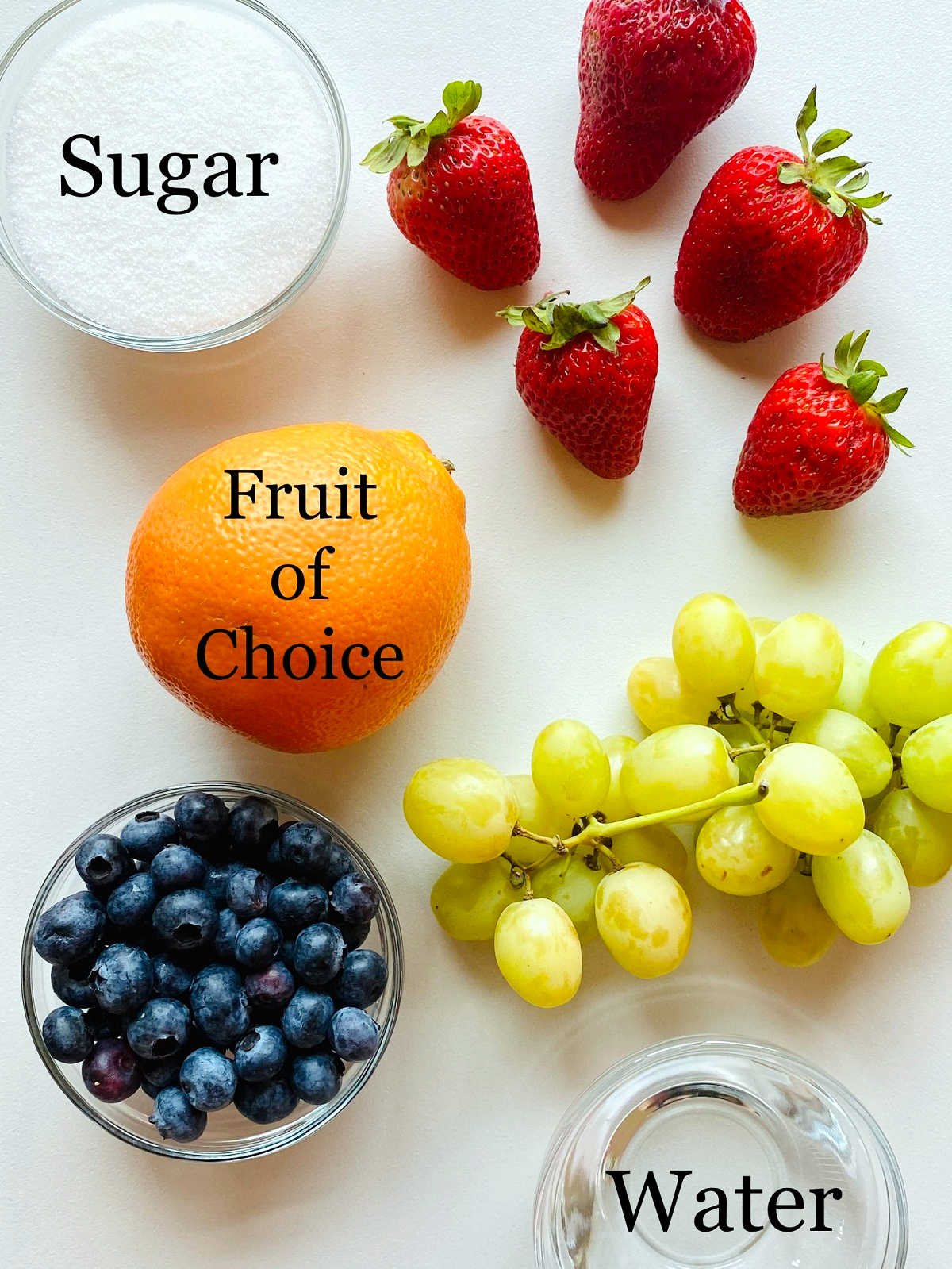 labeled photo of individual ingredients to make tanghulu