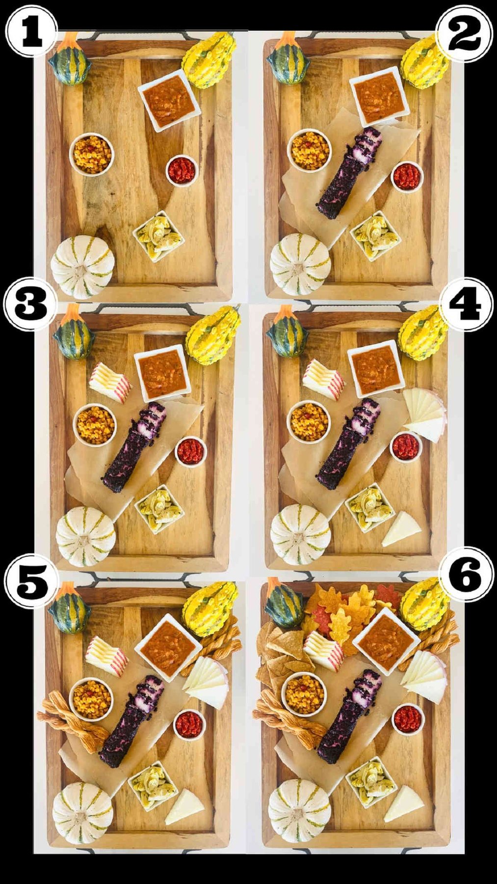 thanksgiving charcuterie board process shots 1 through 6