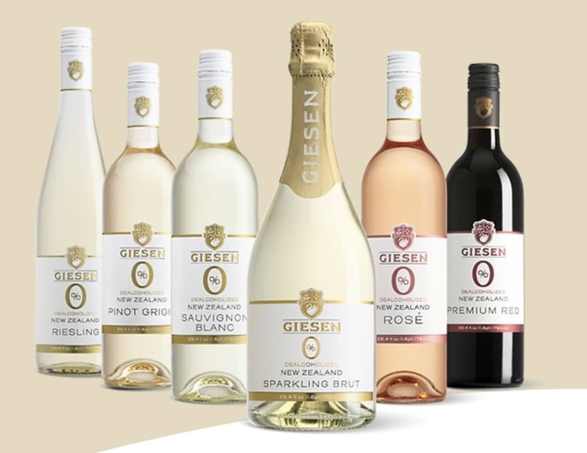 giesen no alcohol wine bottles of all varietals.