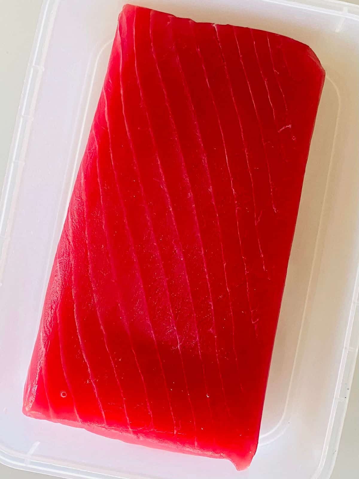 ahi tuna sashimi saku block.