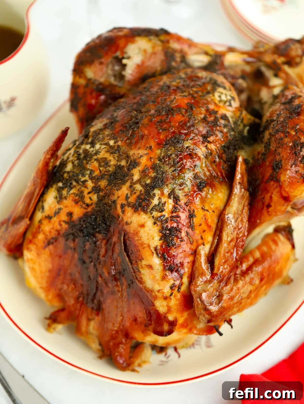 Easy Elegance Roast Turkey 3 A delicious golden roast Christmas Turkey, ready for carving.
