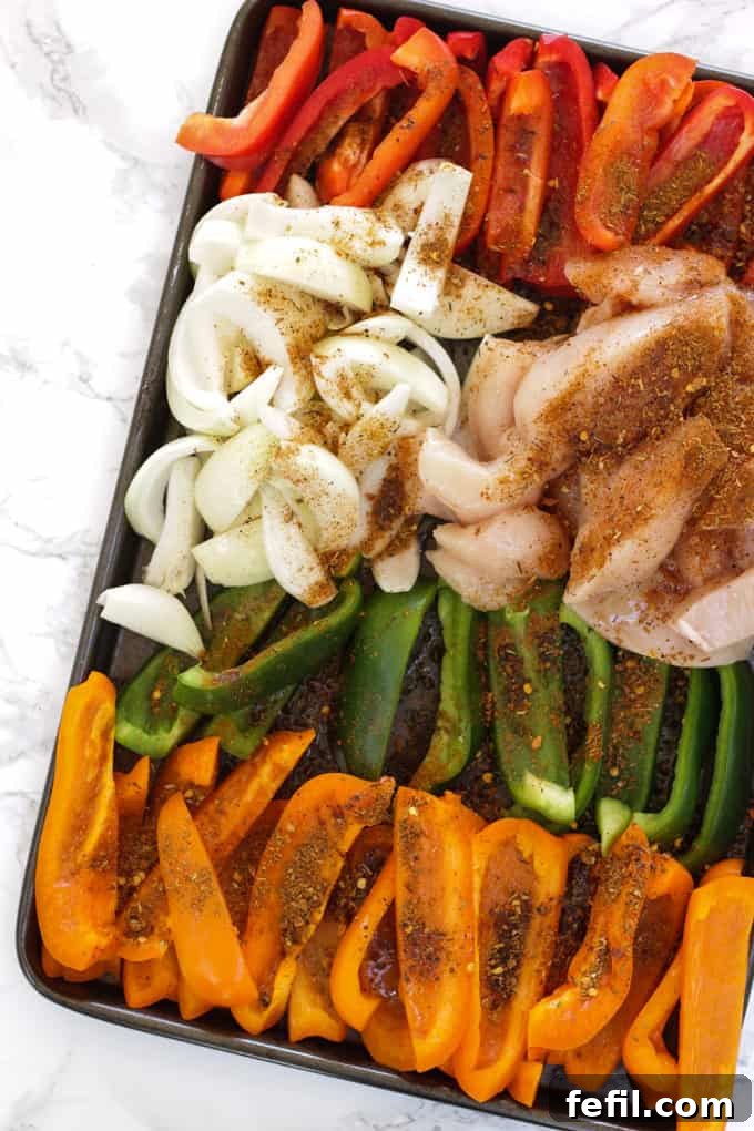 Step 1 in the recipe for Oven Fajitas with Chicken. 